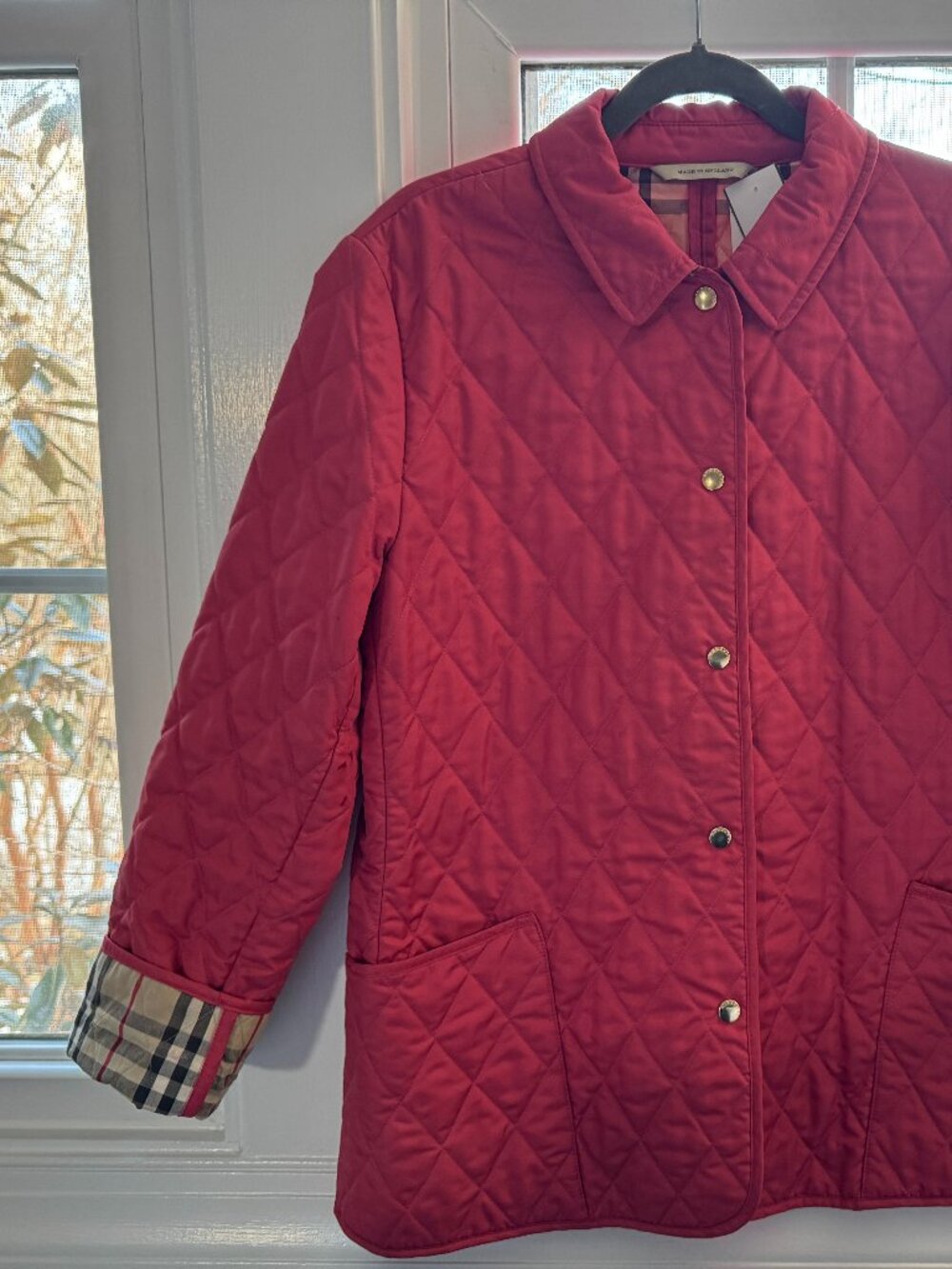 Beautiful, Iconic Burberry Quilted Chore Coat, Coral Pink, L